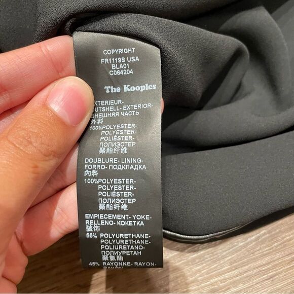 THE KOOPLES- Black Crepe Sheath Dress Vegan Leather Trim Rivets Size XS - Picture 7 of 8